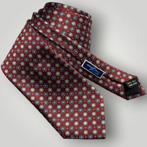 TOM JAMES Silk Tie Polka Dot 100% Silk Necktie Blue/Navy/Red